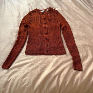Vince Ribbed Knit Sweater Burnt Orange, NWT, Women's Size Medium